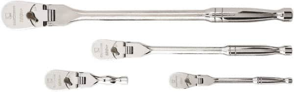 GearWrench - 1/4", 3/8" & 1/2" Drive Pear Head Ratchet Set - Full Polish Chrome Finish, Various Lengths, 60 Gear Teeth, Flex Handle, Flex Head - Caliber Tooling