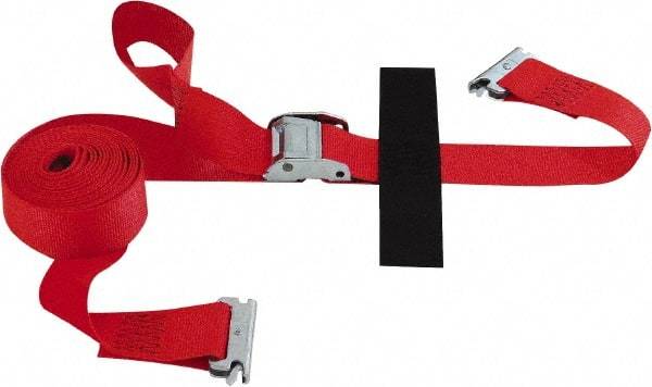 Snap-Loc - 16' Long x 2" Wide, 3,000 Lb Basket Capacity, Polyester & Steel Web Sling - 2" Diam Chain, Red, with Cambuckle Tie Down - Caliber Tooling