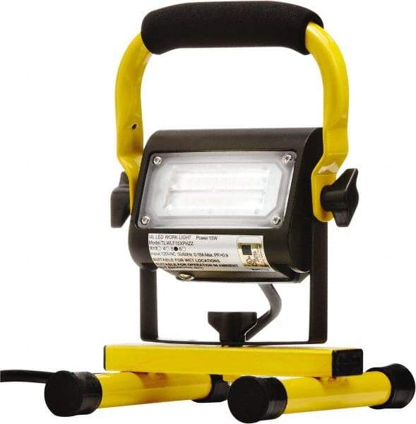 Probuilt Lighting - 120 Volt, 15 Watt, Electric, LED Portable Floor Work Light - 1,524mm Cord, 1 Head, Aluminum, 9" Long x 7" Wide x 6" High - Caliber Tooling