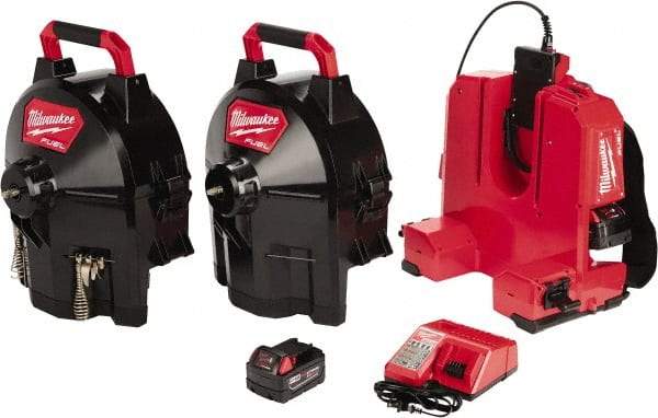 Milwaukee Tool - 18V Battery Battery Drain Cleaning Machine - For 1-1/4" to 4" Pipe, 50' Cable - Caliber Tooling