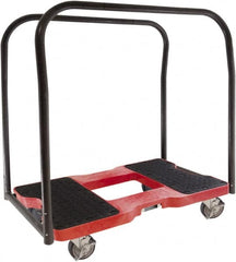 Snap-Loc - 1,500 Lb Capacity Steel Panel Cart - Polyethylene/Polypropylene Plastic Deck, 20-1/2" OAW, 32" Platform Length x 7" Platform Height, Polyurethane Casters - Caliber Tooling