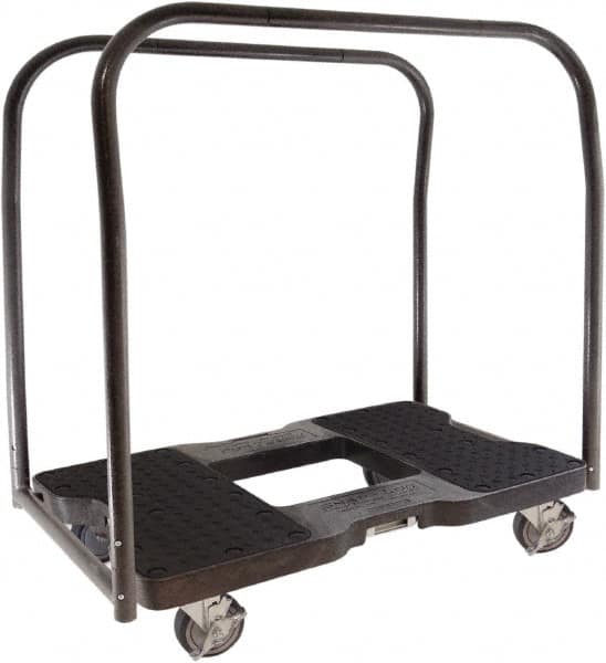 Snap-Loc - 1,500 Lb Capacity Steel Panel Cart - Polyethylene/Polypropylene Plastic Deck, 20-1/2" OAW, 32" Platform Length x 7" Platform Height, Polyurethane Casters - Caliber Tooling