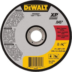 DeWALT - 6" Ceramic Cutoff Wheel - 0.045" Thick, 7/8" Arbor, 10,100 Max RPM, Use with Angle Grinders - Caliber Tooling