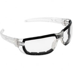 Safety Glass: Anti-Fog, Clear Lenses, Frameless Black & Clear Frame, Single