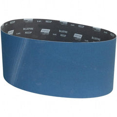 Norton - 9" Wide x 60" OAL, 220 Grit, Zirconia Alumina Abrasive Belt - Zirconia Alumina, Coated, X Weighted Cloth Backing - Caliber Tooling