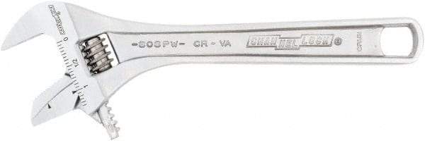 Channellock - 1-5/16" Jaw Capacity, 8" Standard Adjustable Wrench - Chrome Vanadium Steel, Chrome Finish, 8-1/4" OAL - Caliber Tooling