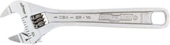 Channellock - 1/2" Jaw Capacity, 4" Standard Adjustable Wrench - Chrome Vanadium Steel, Chrome Finish, 4-1/2" OAL - Caliber Tooling