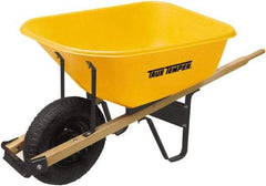 True Temper - 6 Cu Ft Capacity Wheelbarrow with 16" Pneumatic Wheel - Hardwood Handle, 60" Long x 30" Wide x 27" High, Yellow - Caliber Tooling