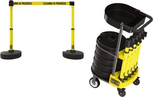 Banner Stakes - 42-1/2" High Plastic Pedestrian Barrier - 15' Long Rope - Caliber Tooling