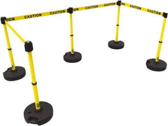 Banner Stakes - 42" High Plastic Pedestrian Barrier - 15' Long Rope - Caliber Tooling