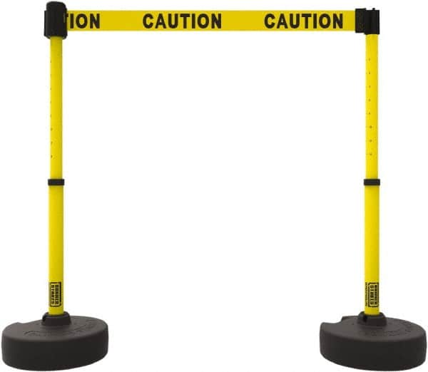 Banner Stakes - 42" High Plastic Pedestrian Barrier - 15' Long Rope - Caliber Tooling