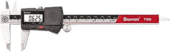 Starrett - 0 to 6" Range 0.0005" Resolution, Electronic Caliper - Stainless Steel with 2" Stainless Steel Jaws - Caliber Tooling