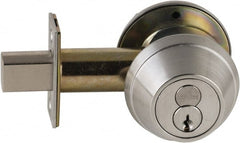 Schlage - 1-5/8 to 1-3/4" Door Thickness, Satin Nickel Finish, Single Cylinder Deadbolt - Exact Industrial Supply