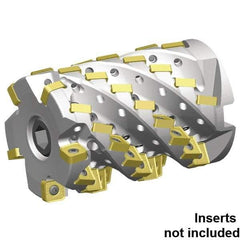 Kennametal - 40 Inserts, 3" Cut Diam, 1-1/4" Arbor Diam, 3.052" Max Depth of Cut, Indexable Square-Shoulder Face Mill - 0° Lead Angle, 3-1/2" High, SNHJ1206.. Insert Compatibility, Through Coolant, Series HARVI Ultra 8X - Caliber Tooling