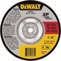 DeWALT - 7" Wheel Diam, 3/32" Wheel Thickness, 5/8" Arbor Hole, Type 27 Depressed Center Wheel - Fine/Coarse Grade, Ceramic, 8,700 Max RPM - Caliber Tooling