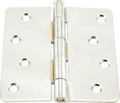 Hager - 4" Wide x 4" High 1/4 Radius Residential Hinge - Round Edge, Steel, Bright Chrome Finish - Caliber Tooling