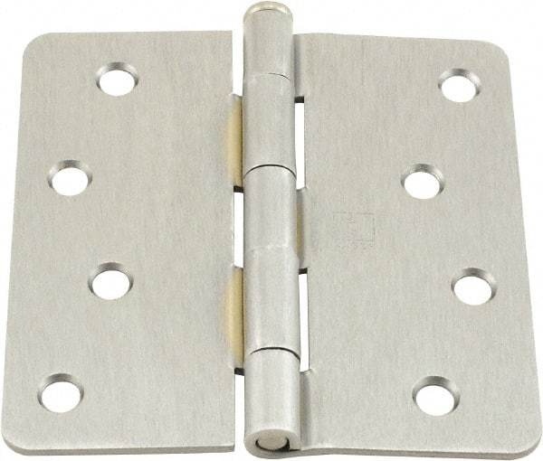 Hager - 4" Wide x 4" High 1/4 Radius Residential Hinge - Round Edge, Steel, Satin Chrome Finish - Caliber Tooling