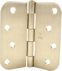 Hager - 4" Wide x 4" High 5/8 Radius Residential Hinge - Round Edge, Steel, Satin Nickel Finish - Caliber Tooling