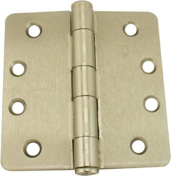 Hager - 4" Wide x 4" High 1/4 Radius Residential Hinge - Round Edge, Steel, Satin Nickel Finish - Caliber Tooling