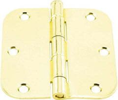 Hager - 3-1/2" Wide x 3-1/2" High 5/8 Radius Residential Hinge - Round Edge, Steel, Bright Brass Finish - Caliber Tooling