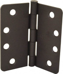 Hager - 4" Wide x 4" High 1/4 Radius Residential Hinge - Round Edge, Steel, Flat Black Finish - Caliber Tooling