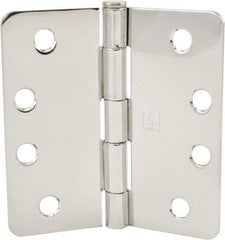 Hager - 4" Wide x 4" High 1/4 Radius Residential Hinge - Round Edge, Steel, Bright Chrome Finish - Caliber Tooling