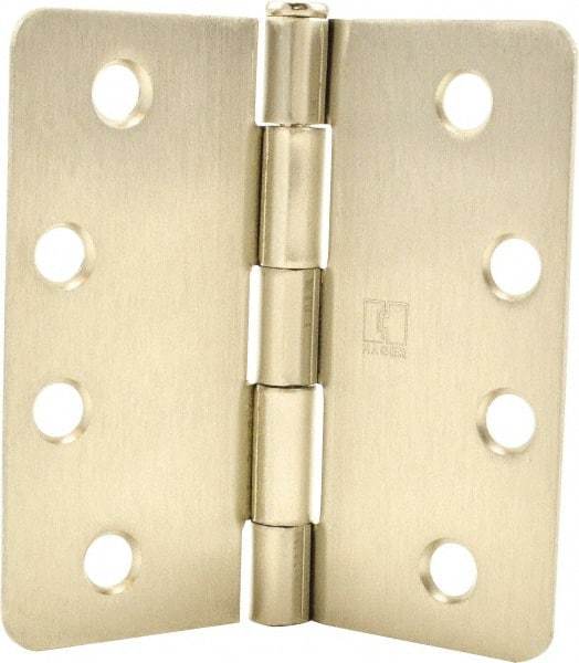 Hager - 4" Wide x 4" High 1/4 Radius Residential Hinge - Round Edge, Steel, Satin Nickel Finish - Caliber Tooling