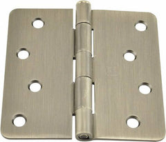 Hager - 4" Wide x 4" High 1/4 Radius Residential Hinge - Round Edge, Steel, Nickel Finish - Caliber Tooling