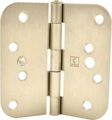 Hager - 4" Wide x 4" High 5/8 Radius Residential Hinge - Round Edge, Steel, Satin Nickel Finish - Caliber Tooling