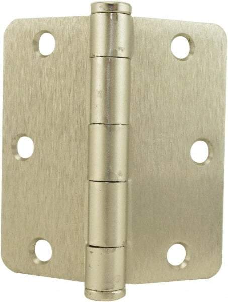 Hager - 3-1/2" Wide x 3-1/2" High Standard Weight Plain Bearing Residential Hinge - Round Edge, Steel, Satin Nickel Finish - Caliber Tooling