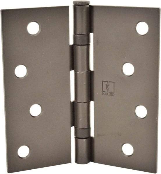 Hager - 4" Wide x 4" High Standard Weight Ball Bearing Residential Hinge - Square Edge, Steel, Matte Antique Bronze Finish - Caliber Tooling