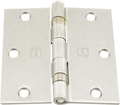 Hager - 3-1/2" Wide x 3-1/2" High Standard Weight Ball Bearing Residential Hinge - Square Edge, Steel, Satin Chrome Finish - Caliber Tooling