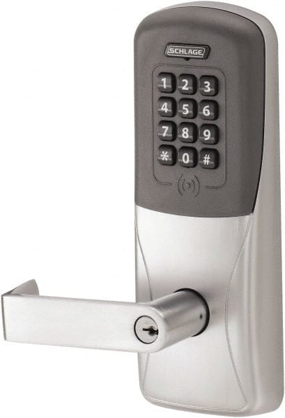 Schlage - Entry Lever Lockset for 1-3/8 to 1-3/4" Thick Doors - Exact Industrial Supply