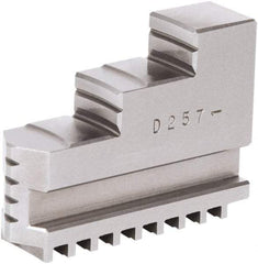 Samchully - 4" Max Chuck Diam Compatibility, Steel Square Serrated Hard Lathe Top Jaws - 2 Steps, 14mm Wide x 42mm Long x 28mm High - Caliber Tooling