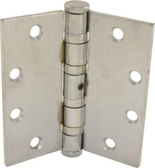 Hager - 4-1/2" Long x 4-1/2" Wide x 0.062" Thick, Steel Full Mortise Ball Bearing Hinge - Satin Chrome Finish, 5 Knuckles - Caliber Tooling