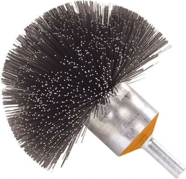 WALTER Surface Technologies - 2" Brush Diam, Crimped, End Brush - 1/4" Diam Shank, 2" Pilot Diam, 20,000 Max RPM - Caliber Tooling