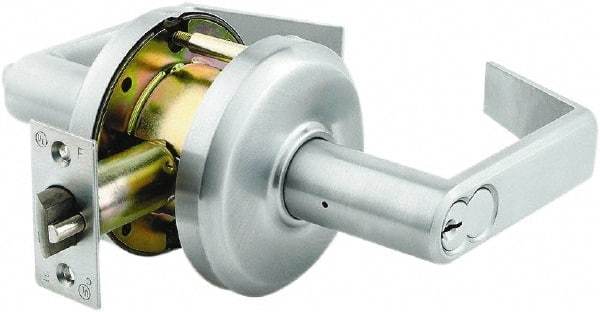 Stanley - Grade 2 Classroom Lever Lockset - 2-3/4" Back Set, Zinc, Satin Chrome Finish - Caliber Tooling