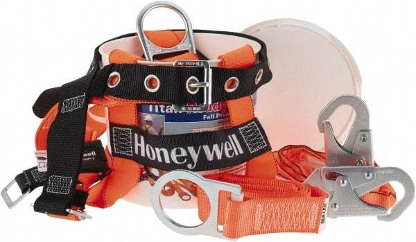 Miller - 310 Lb. Capacity, General Use Fall Protection Kit - Back D Ring, 6 Ft. Lanyard Long, Gold and Black - Caliber Tooling