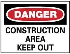 NMC - "Danger - Construction Area - Keep Out", 20" Long x 28" Wide, Aluminum Safety Sign - Rectangle, 0.04" Thick, Use for Security & Admittance - Caliber Tooling