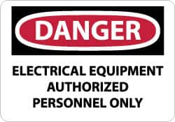 NMC - "Danger - Electrical Equipment - Authorized Personnel Only", 10" Long x 14" Wide, Aluminum Safety Sign - Rectangle, 0.04" Thick, Use for Accident Prevention - Caliber Tooling