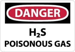 NMC - "Danger - H2s - Poisonous Gas", 7" Long x 10" Wide, Rigid Plastic Safety Sign - Rectangle, 0.05" Thick, Use for Hazardous Materials - Caliber Tooling