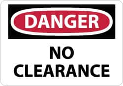 NMC - "Danger - No Clearance", 10" Long x 14" Wide, Aluminum Safety Sign - Rectangle, 0.04" Thick, Use for Accident Prevention - Caliber Tooling