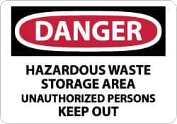 NMC - "Danger - Hazardous Waste Storage Area - Unauthorized Persons Keep Out", 10" Long x 14" Wide, Aluminum Safety Sign - Rectangle, 0.04" Thick, Use for Security & Admittance - Caliber Tooling