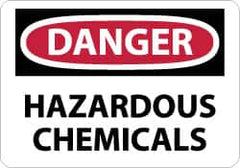 NMC - "Danger - Hazardous Chemicals", 10" Long x 14" Wide, Pressure-Sensitive Vinyl Safety Sign - Rectangle, 0.004" Thick, Use for Hazardous Materials - Caliber Tooling