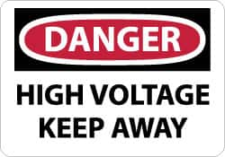 NMC - "Danger - High Voltage - Keep Away", 10" Long x 14" Wide, Aluminum Safety Sign - Rectangle, 0.04" Thick, Use for Accident Prevention - Caliber Tooling