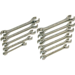 SK - 11 Piece, 1/4 x 5/16 to 3/4 x 7/8", Flare Nut Wrench Set - Inch/Metric System of Measurement, Chrome Finish - Caliber Tooling