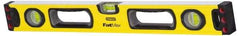 Stanley - 48" Long 3 Vial Box Beam Level - Aluminum, Yellow, 1 Level & 2 Plumb Vials - Caliber Tooling