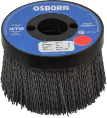 Osborn - 3" 80 Grit Silicon Carbide Crimped Disc Brush - Medium Grade, Plain Hole Connector, 1-1/2" Trim Length, 3/4" Shank Diam, 7/8" Arbor Hole - Caliber Tooling