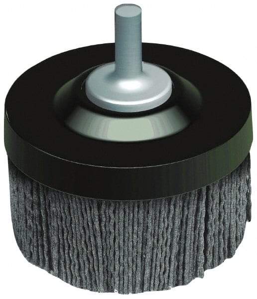 Osborn - 2" 120 Grit Silicon Carbide Crimped Disc Brush - Fine Grade, Quick Change Connector, 1-3/8" Trim Length, 1/4" Shank Diam - Caliber Tooling