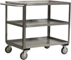 Jamco - 1,200 Lb Capacity, 48" Wide x 30" Long x 35" High Shelf Cart - 3 Shelf, Stainless Steel, 2 Rigid/2 Swivel Casters - Caliber Tooling